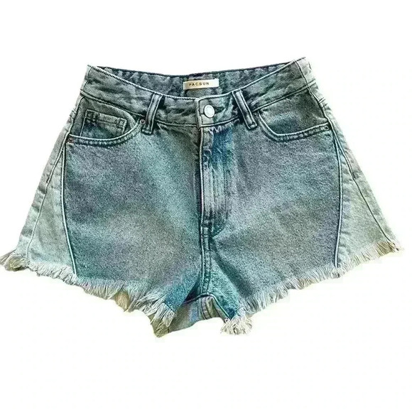 PacSun Pants - PacSun Eco Pieced Two-Tone High Waisted Denim Festival Shorts, EUC, Size 24
